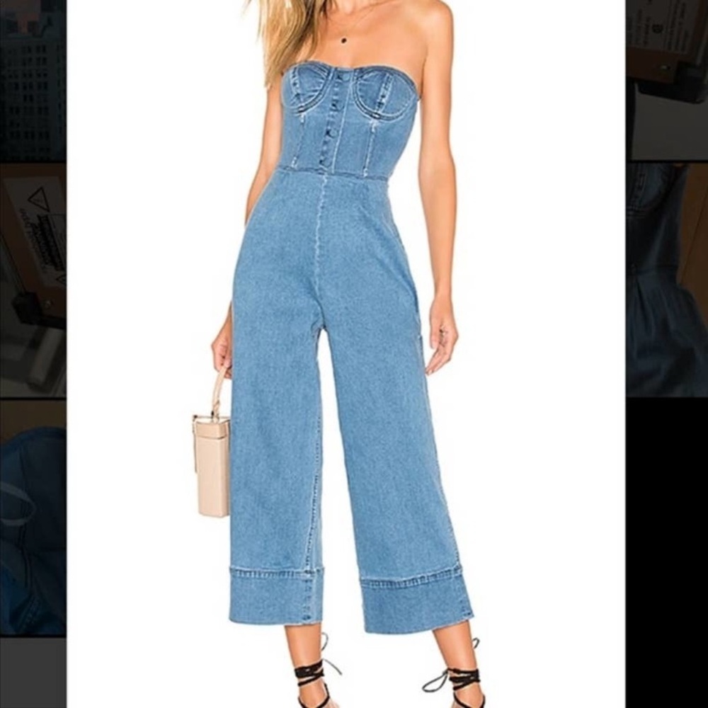 Lovers + Friends Blue Denim Jumpsuit